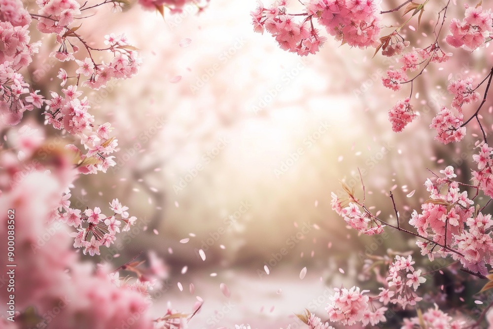 Obraz premium Cherry Blossom Frame with soft blank center