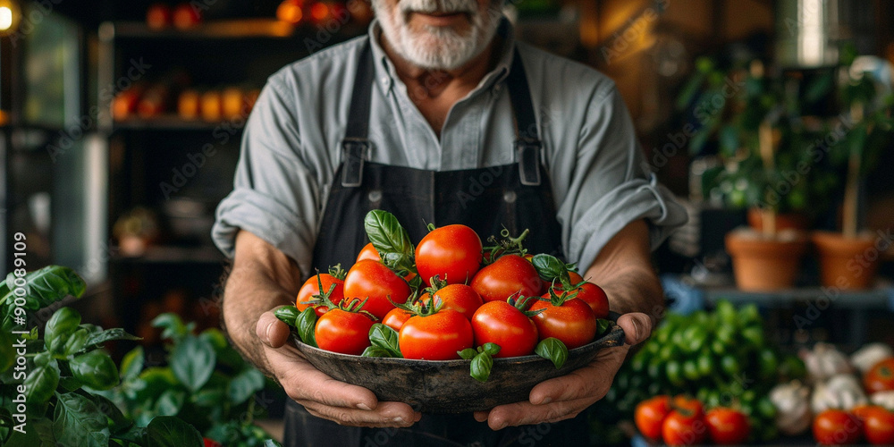 Hands of a self-sustainable farmer harvesting diverse crops, symbolizing self-reliance, nature's abundance, and the connection between humanity and the earth
