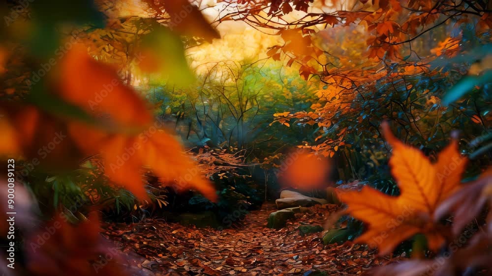 abstract autumn forest background with golden lighting and bright orange maple leaves. beautiful colorful fall season nature scene with copy space abstract autumn forest background with golden lighting and bright orange maple leaves. beautiful colorful fall season nature scene with copy space
