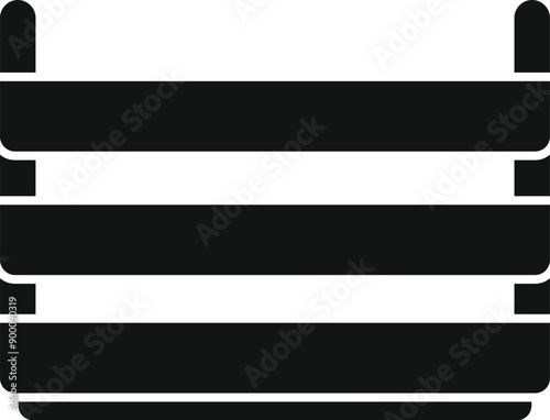Black silhouette of a simple empty crate standing on the floor, waiting to be used