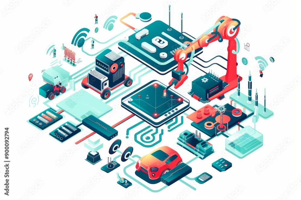 Conceptual Technology Flat Illustration created with Generative AI Conceptual Technology Flat Illustration created with Generative AI