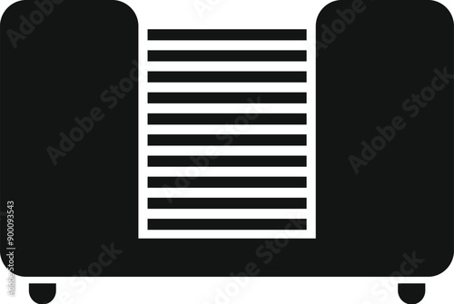 Black glyph icon representing an electric convection oven, a must have kitchen appliance for baking enthusiasts