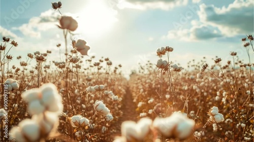 A vast cotton field during the day is ready to harvest photo