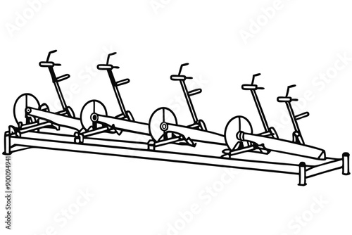 Rowing Machine Modern Line Art Illustration Styles Trends