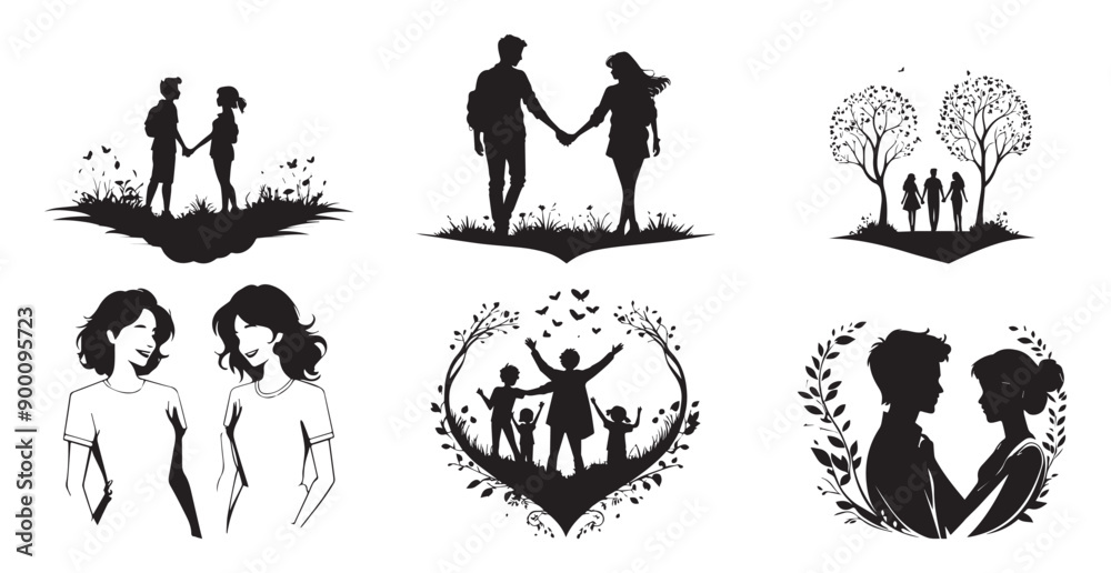 Happy Friendship Day silhouette vector with white Background. Happy Friendship Day silhouette vector with white Background.