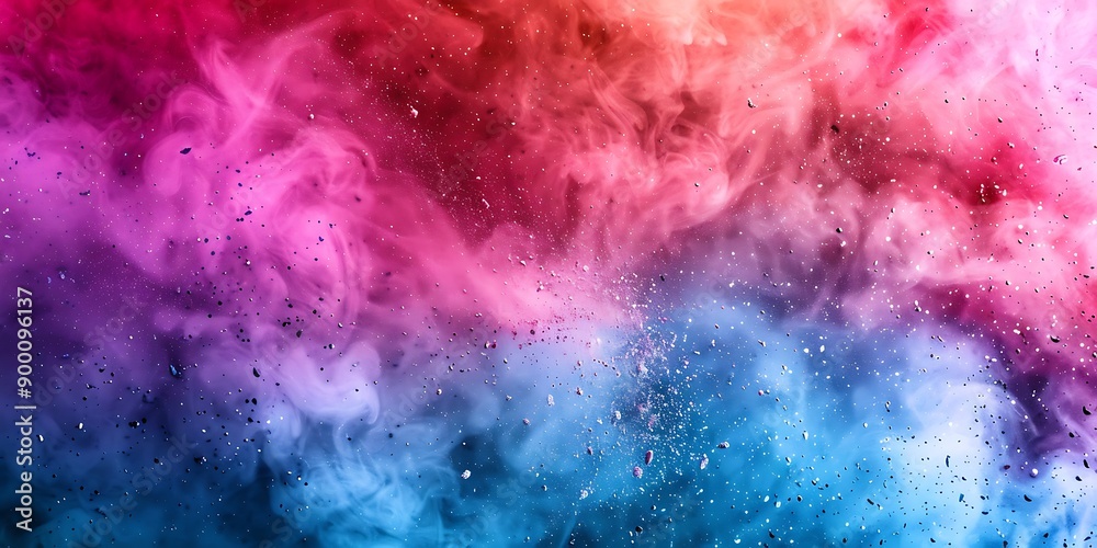 Obraz premium Colored powder explosion on black background. abstract backdrop.