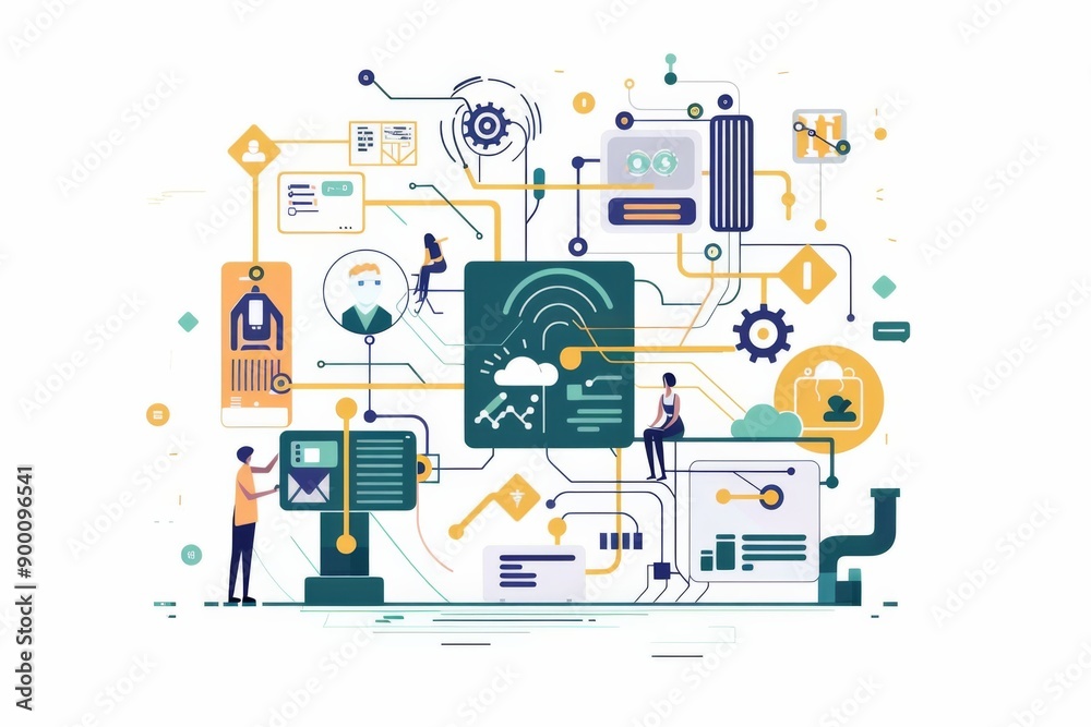 Conceptual Technology Flat Illustration created with Generative AI Conceptual Technology Flat Illustration created with Generative AI