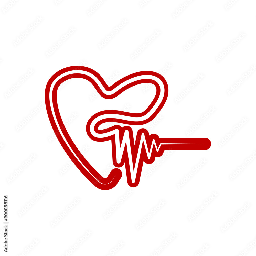 Red heart with a heartbeat line inside. Simple graphic design. Red heart with a heartbeat line inside. Simple graphic design.