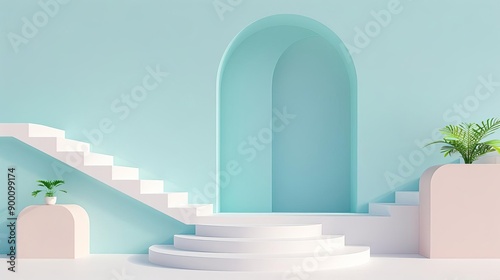 Abstract architecture  geometric shapes  3D depth  flat design illustration