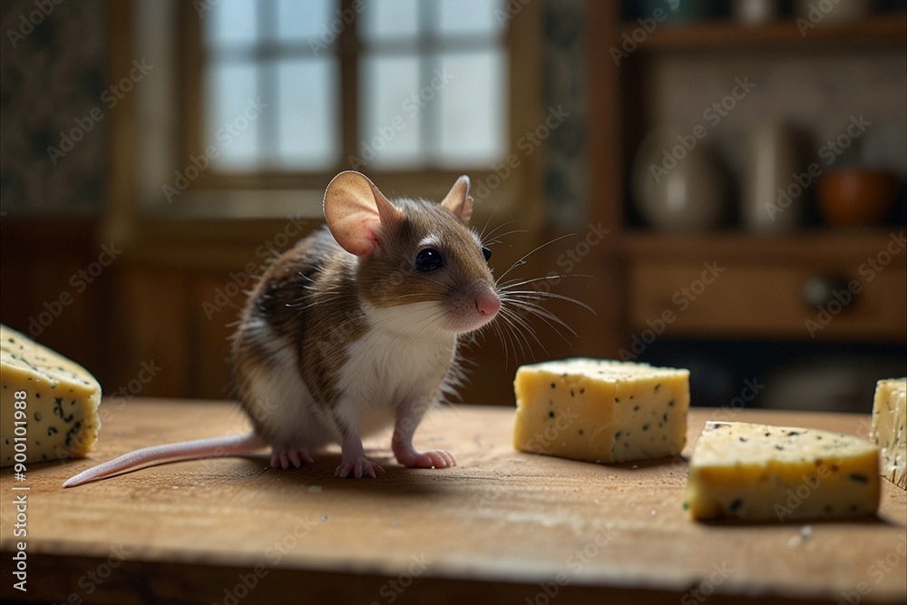 Fototapeta premium mouse and cheese