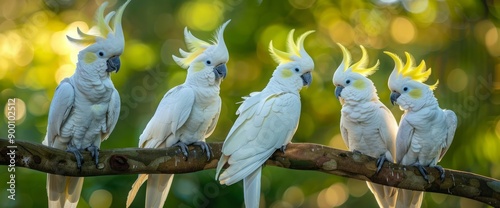 cockatoos look like they are having a meeting photo