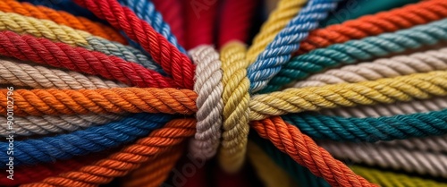 Colorful Braided Ropes Close-Up