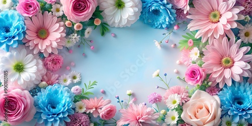 Pink blue and white flowers background AI Generative © boxs