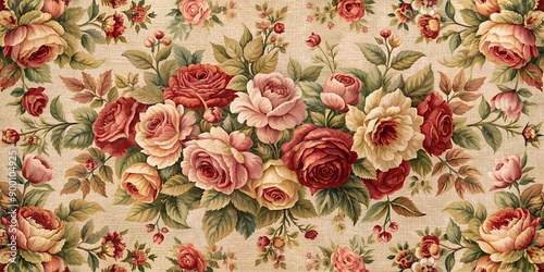  Rose floral tapestry romantic texture background Generative AI