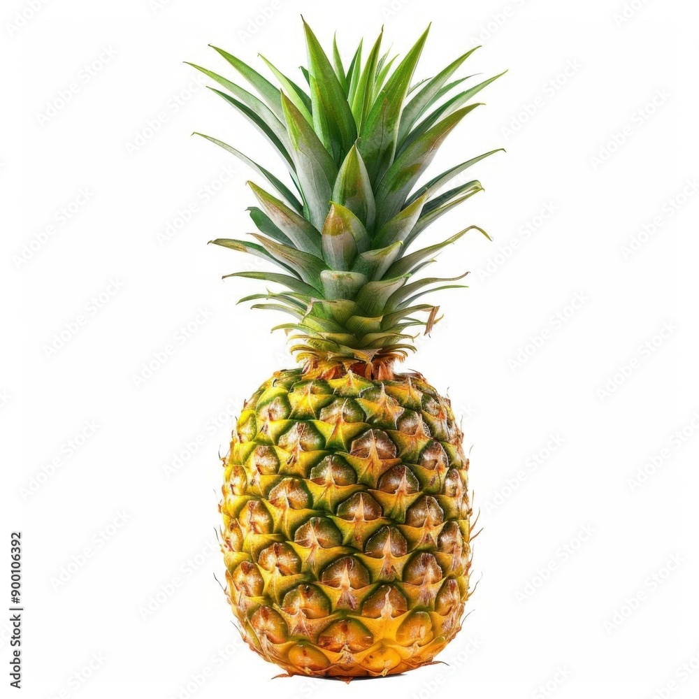 Photo of a pineapple on a white background. The pineapple is ripe and juicy, with a sweet and tangy flavor. Photo of a pineapple on a white background. The pineapple is ripe and juicy, with a sweet and tangy flavor.