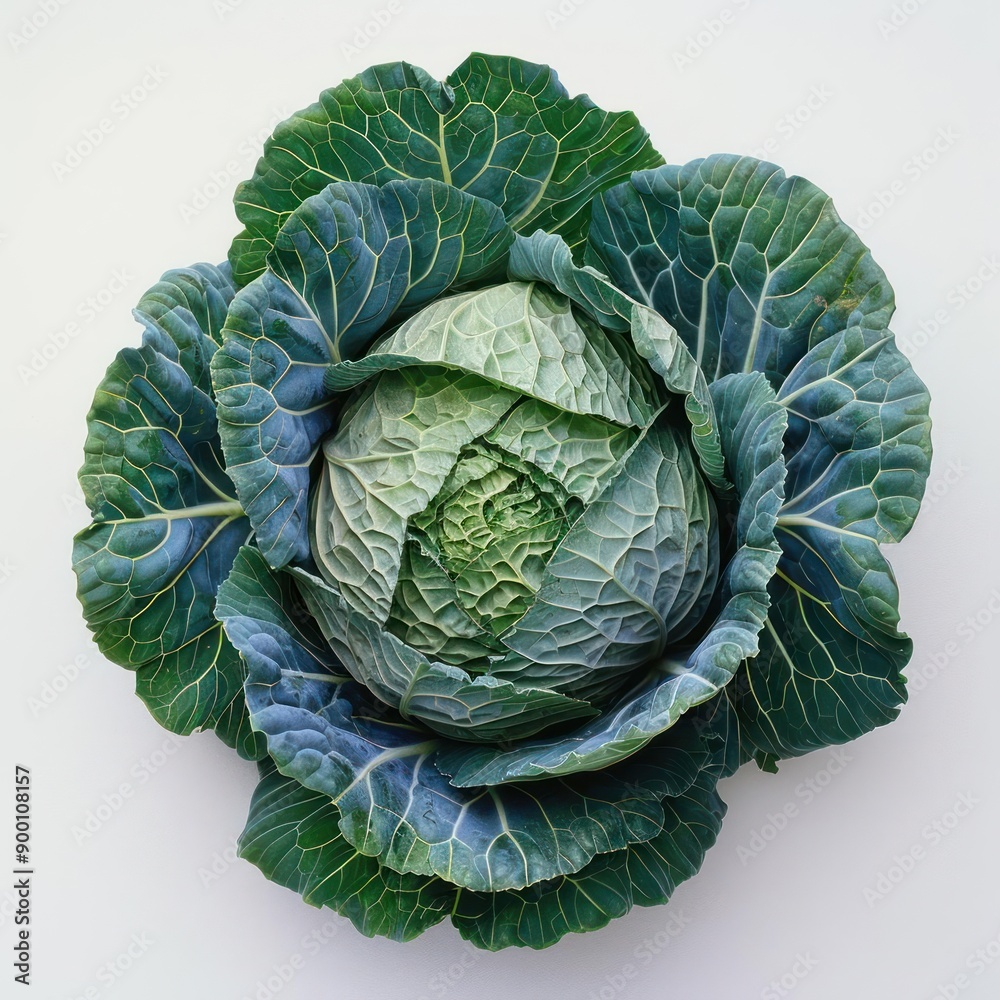 Fototapeta premium a green cabbage head on a white surface