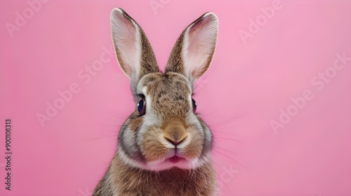 Cute Bunny on Pink Background