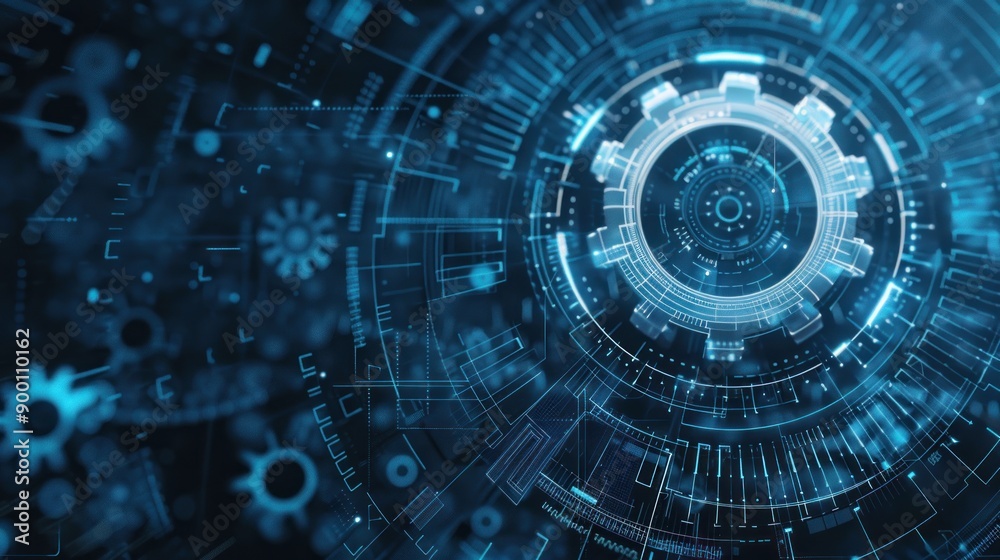 Fototapeta premium Gear setting technology background, technician, engineering, software or hardware system