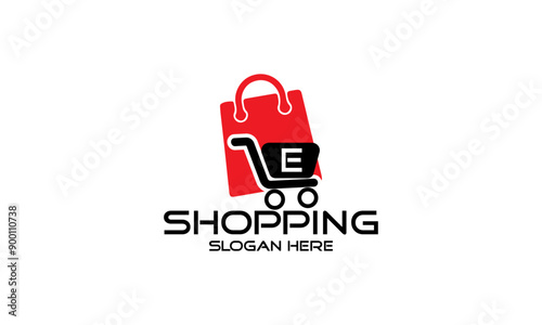 Minimalist E-commerce Logo. Creative fast shop, Shopping logo template. Set of initial letters and bag . Perfect for shops, e- commerce, Sales Web store elements and companies related to commerce.