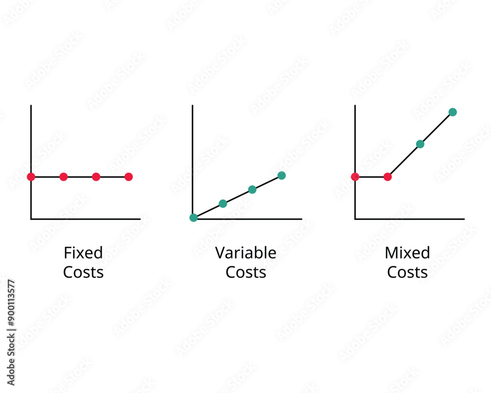 graph of Fixed cost, variable costs, mixed cost to compare graph of Fixed cost, variable costs, mixed cost to compare