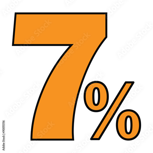 7 percent orange and black white background 