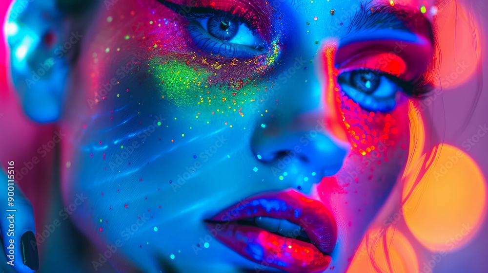 Portrait of a stylish young woman in rave fashion, closeup shot. AI generative Portrait of a stylish young woman in rave fashion, closeup shot. AI generative