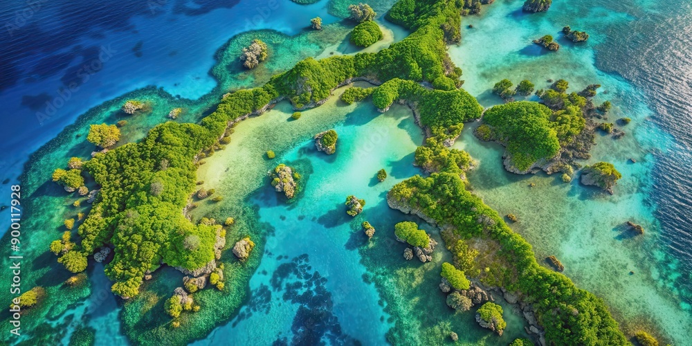 Obraz premium Philippines tropical texture map featuring lush green forests, vibrant coral reefs, and crystal clear waters, Philippines