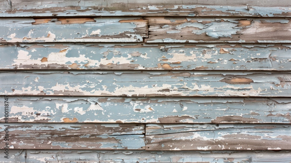 Weathered board and batten wood exterior wall with aged peeling paint in a horizontal layout Weathered board and batten wood exterior wall with aged peeling paint in a horizontal layout