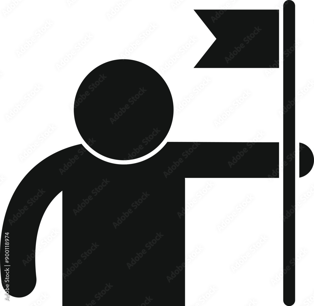 Businessman is holding a flag, symbolizing achievement and success Businessman is holding a flag, symbolizing achievement and success
