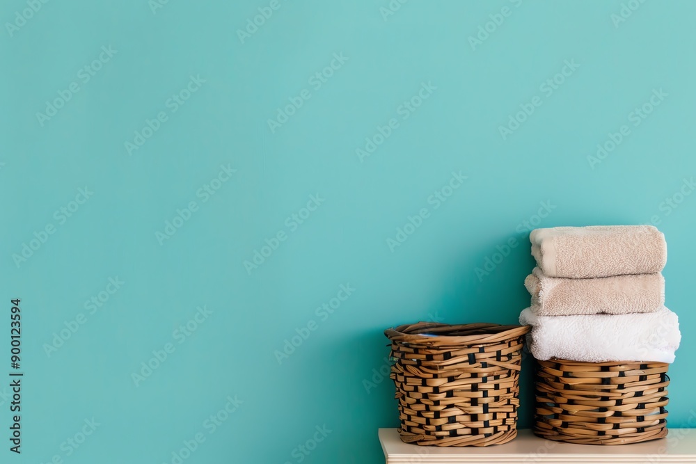 Fototapeta premium Germs on bathroom storage baskets, germs, bathroom, depicting unseen cleanliness challenges