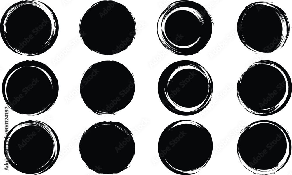 Set of grunge dirty circles. Grunge round shapes. Black grunge brush. Grunge banner collection. Vector illustration. Set of grunge dirty circles. Grunge round shapes. Black grunge brush. Grunge banner collection. Vector illustration.