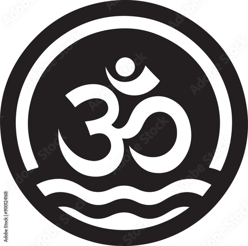 Om / Aum - symbol of Hinduism flat vector icon. Om symbol vector silhouette photo