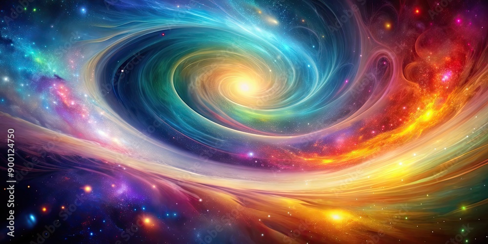 Obraz premium Abstract background resembling a galaxy with colorful swirling patterns, space, stars, nebula, color, vibrant, celestial