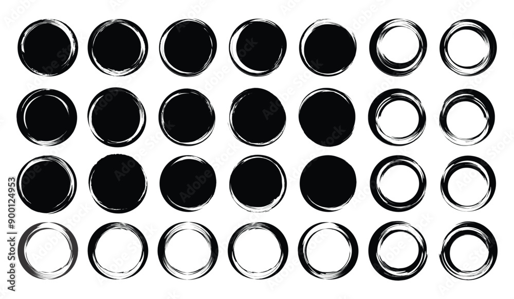 Set of grunge dirty round circles. grunge circle brush. Grunge banner collection. Vector illustration. Set of grunge dirty round circles. grunge circle brush. Grunge banner collection. Vector illustration.