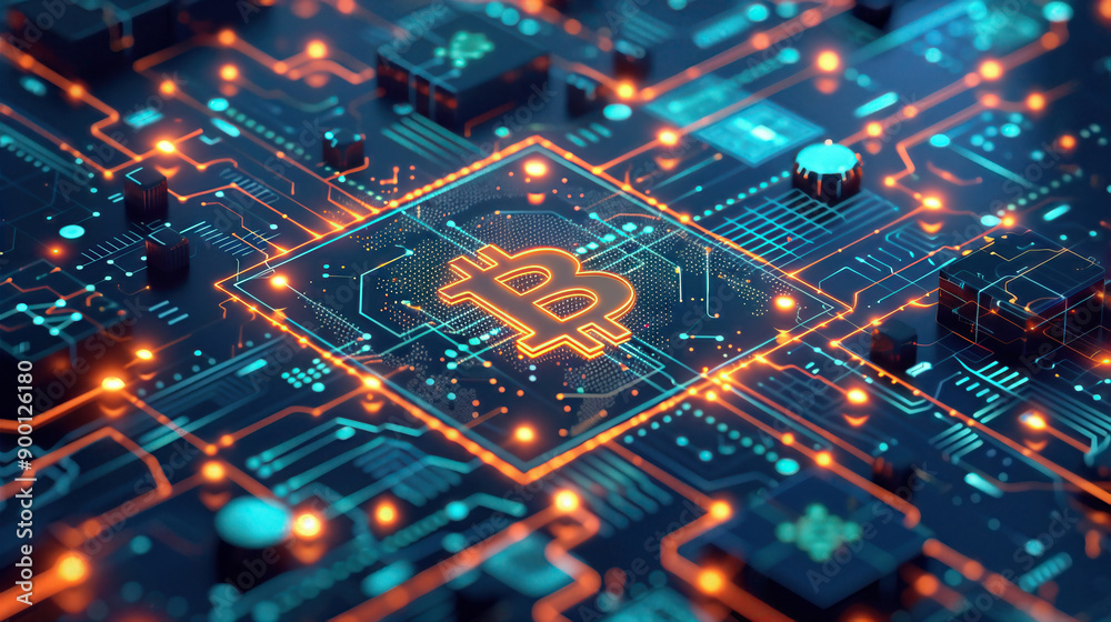 A futuristic digital circuit board featuring a prominent Bitcoin symbol, representing cryptocurrency technology and innovation. A futuristic digital circuit board featuring a prominent Bitcoin symbol, representing cryptocurrency technology and innovation.