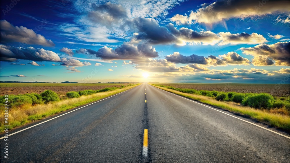 An empty road stretching into the distance , solitude, peaceful, tranquil, serene, rural, countryside, asphalt, highway An empty road stretching into the distance , solitude, peaceful, tranquil, serene, rural, countryside, asphalt, highway