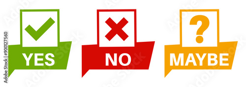 set yes no maybe icon sign. label Check box  Check mark icon quality approved vector illustration
