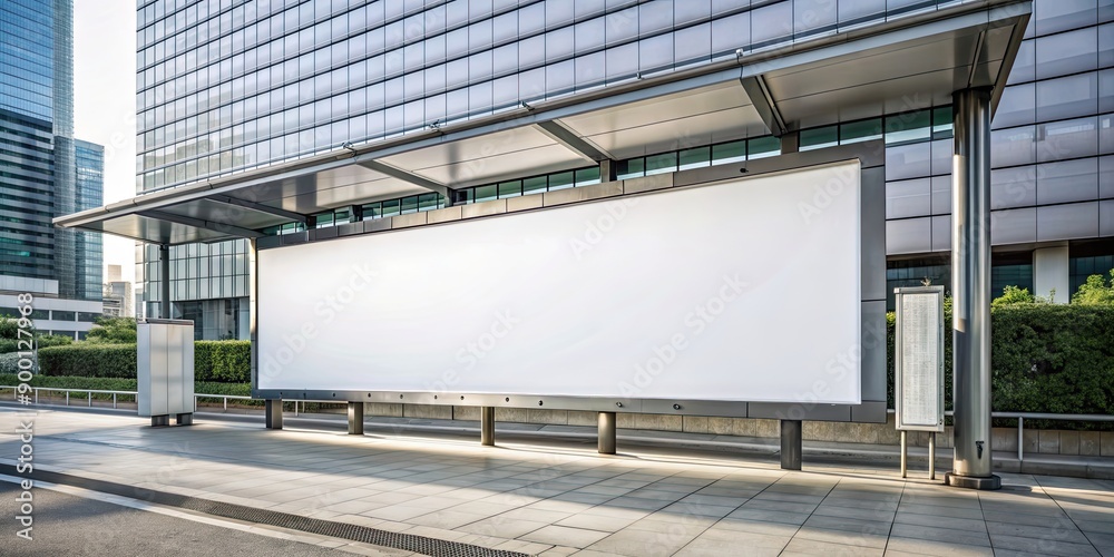 Fototapeta premium Large horizontal billboard displayed at walkway in building, advertisement, marketing, mockup, indoor, signage