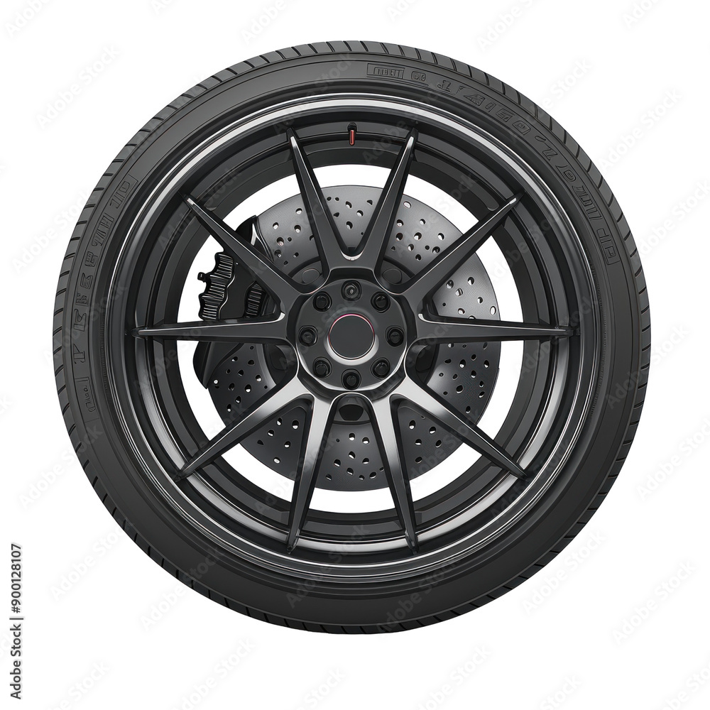 Fototapeta premium Sleek Stylish Wheel with Black Finish