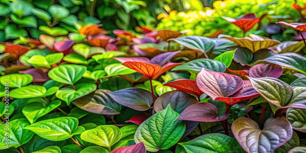 Obraz premium Lush natural Houttuynia garden with vibrant green plants and colorful leaves, Houttuynia, natural, garden, lush, vibrant