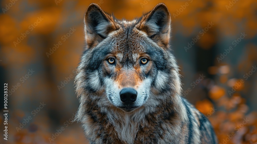 Wolf Portrait in Autumn Forest Wolf Portrait in Autumn Forest
