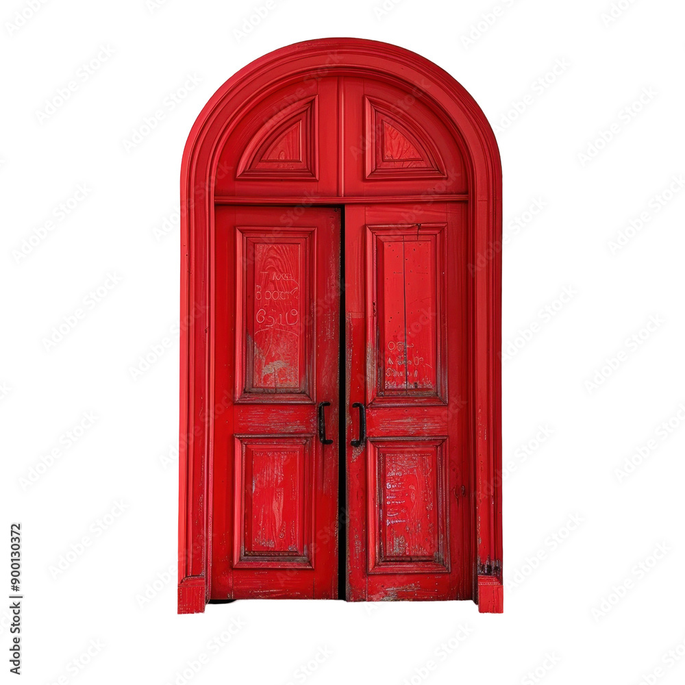 Obraz premium Vintage red wood door transparent background 