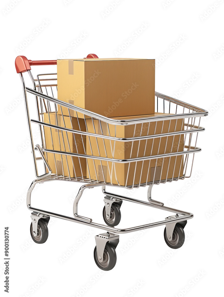 Shopping Cart with Cardboard Boxes for Delivery Needs