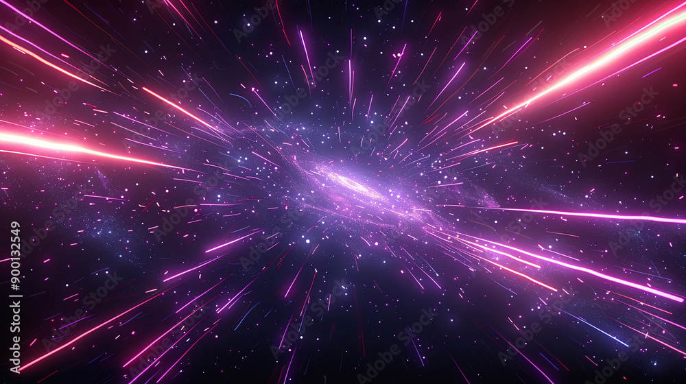 Naklejka premium Space Speed: Dark Space with Purple, Cyan, and Pink Details