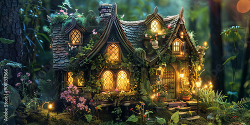 an enchanting fairy house nestled in the heart of nature, generative AI