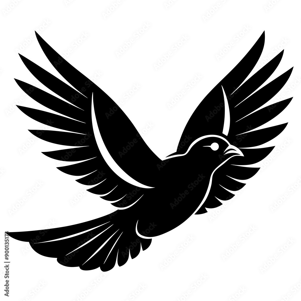 Obraz premium Flying birds silhouettes on white background.