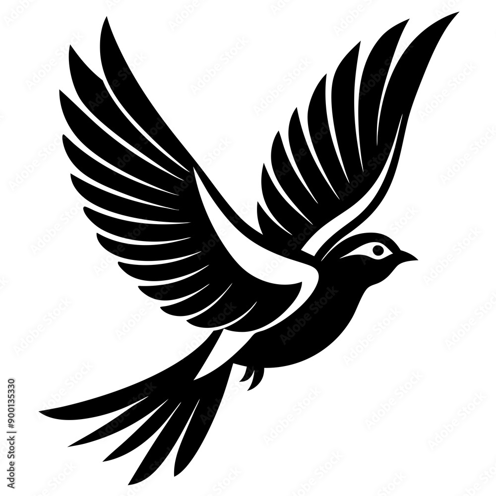 Obraz premium Flying birds silhouettes on white background.