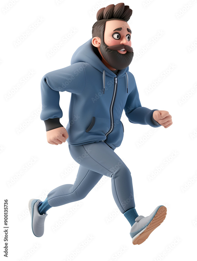 Vibrant 3D Cartoon Character in Sporty Attire: Running Man or Girl, Isolated on a White Background, Showcasing Dynamic Energy and Sportsmanship. Vibrant 3D Cartoon Character in Sporty Attire: Running Man or Girl, Isolated on a White Background, Showcasing Dynamic Energy and Sportsmanship.