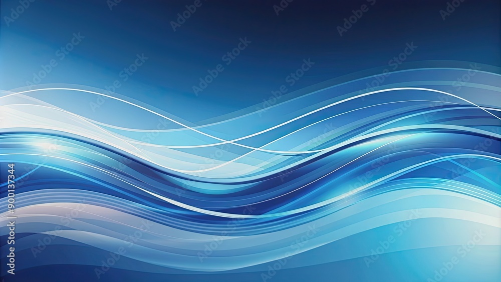 Fototapeta premium Abstract background with wave shapes in various shades of blue and white , wave, abstract, background, design, pattern, texture, ripple