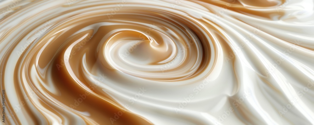 Swirls of creamy texture blend smoothly with rich caramel, creating an enticing visual appeal perfect for culinary themes. Swirls of creamy texture blend smoothly with rich caramel, creating an enticing visual appeal perfect for culinary themes.
